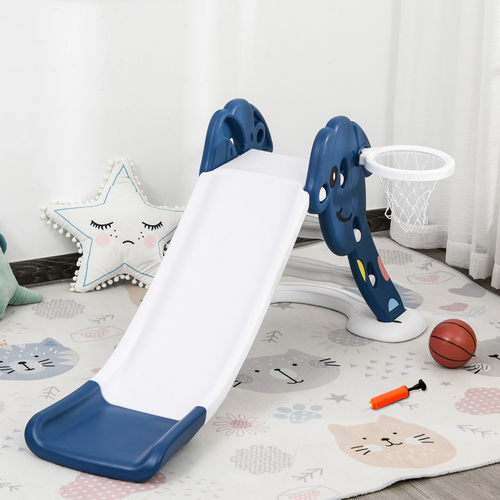 Qaba Kids Slide with Basketball Hoop Toddler Climber Freestanding