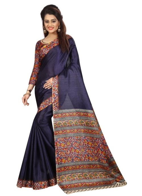 Generic Women's Silk Saree(Navy, 5.5-6mtrs)