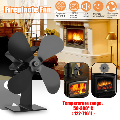 4 Blades Heat Powered Stove Fan Log Wood Burner