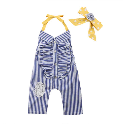 Kids Baby Girls Sleeveless Striped Romper