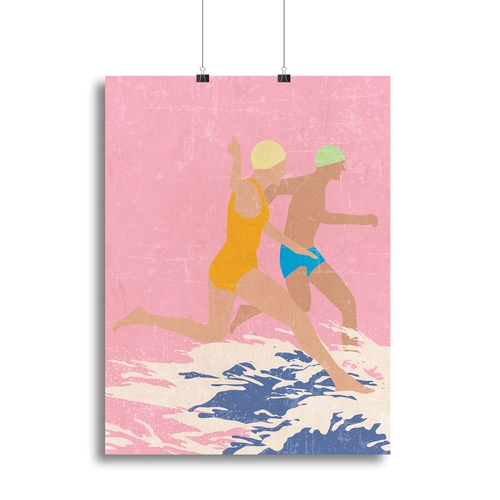 Running Swimmers pink Canvas Print or Poster