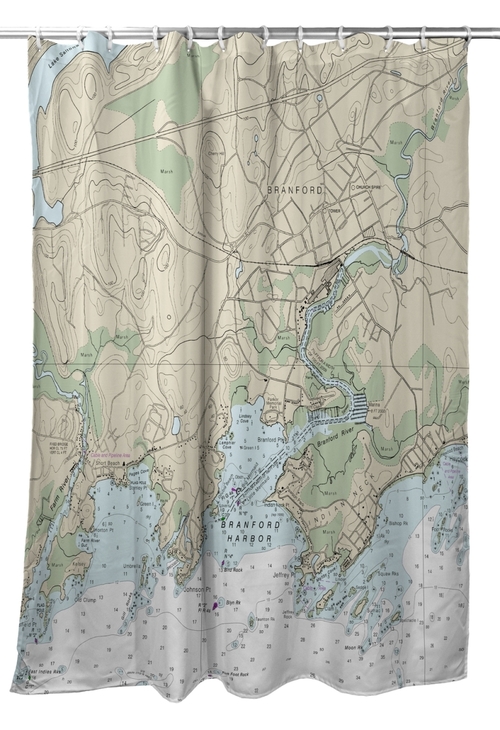 Betsy Drake SH12373BR 70 x 72 in. Branford Harbor, CT Nautical Map