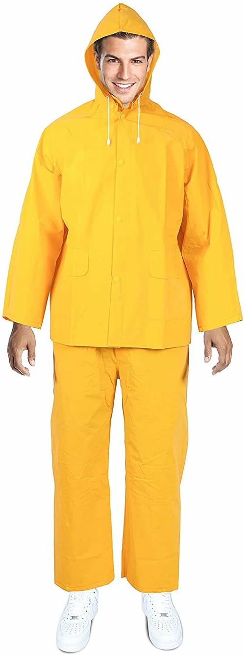 Yellow Rain Suits for Men Waterproof 13x10x2 Inch Size. 35 Mil. Thick