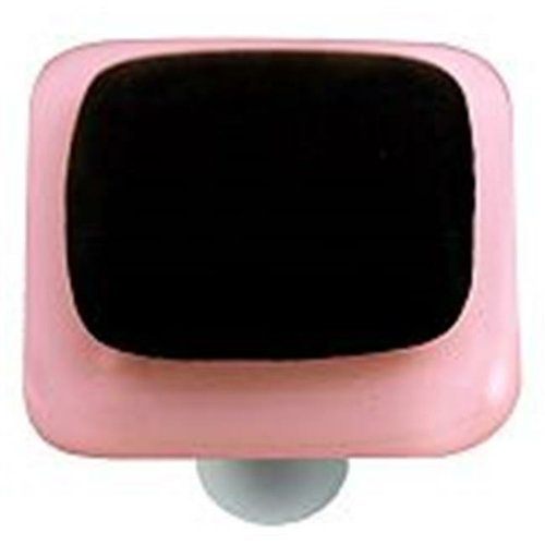 Hot Knobs HK5050-KA Petal Pink Border with Black Square Glass Cabinet 