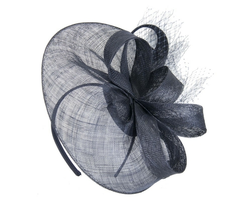 Large navy sinamay racing fascinator