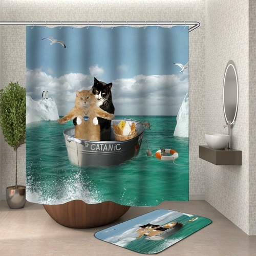 вЂњCatanicвЂќ Funny Cats Shower Curtain