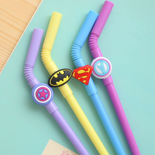 4 Pcs Creative straw Gel Pen Hero Logo Black