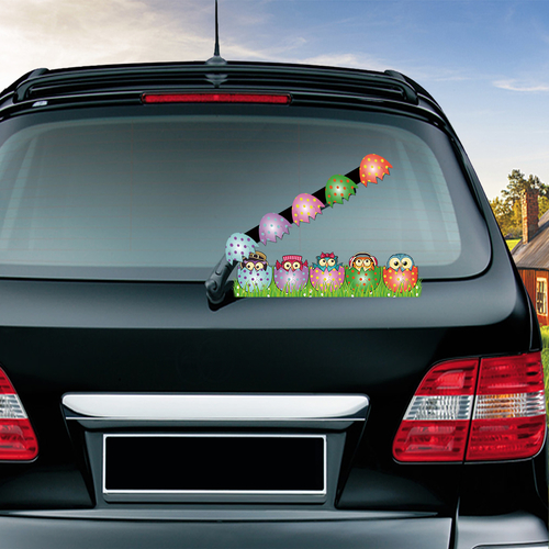 Easter Owls Hatched Waving Wiper Decals PVC Car