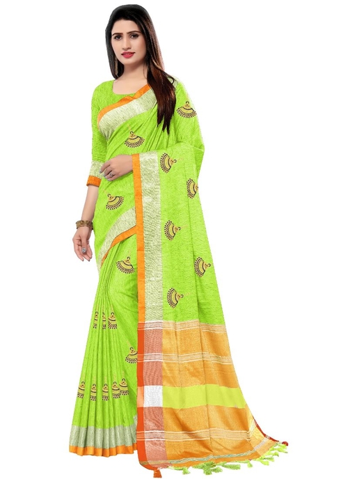 Generic Women's Blended Cotton Linen  Saree