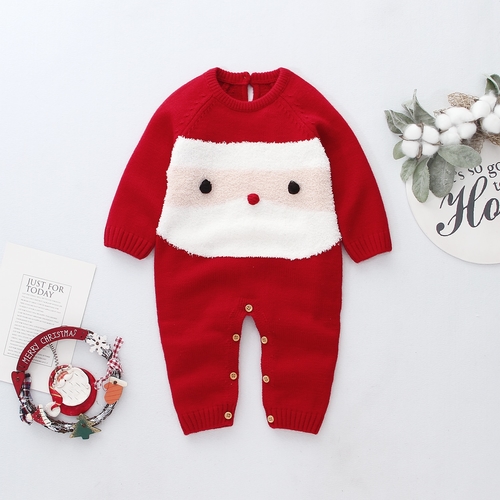Christmas Kid Winter Warm Red Rompers Newborn Baby