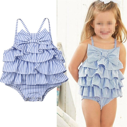 0-18M Cute Summer Baby Girls Striped Bow Bodysuits