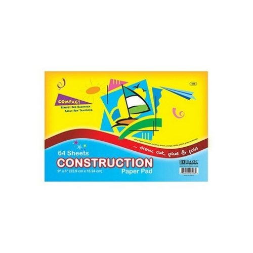 Bazic 506  64 Ct. 6" X 9" Mini Construction Paper Pad  Case 