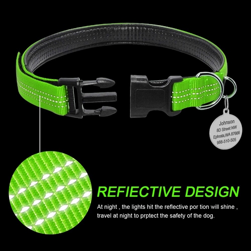 Nylon Reflective Personalized Dog Tag Collar Set