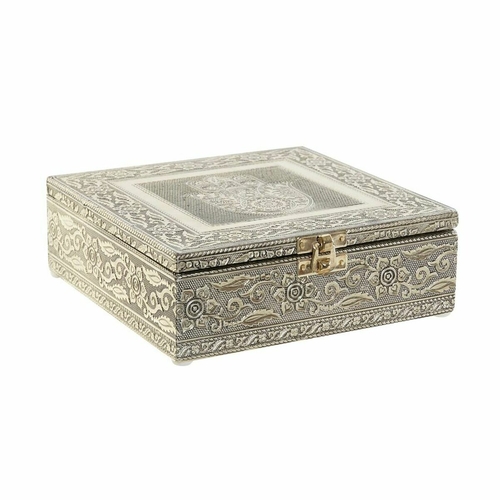 Jewelry box DKD Home Decor 17,5 x 17,5 x 6,3 cm Champagne Wood