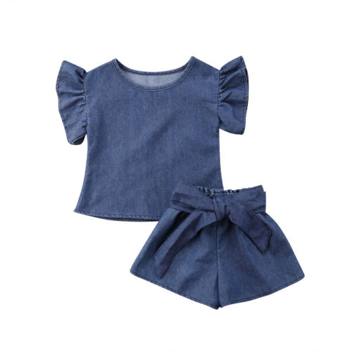 Baby Girls Summer Denim Clothes Sets Toddler Kids