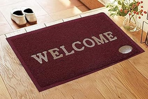 Fine Plastic Anti Skid Welcome Door Mat For Home Entrance (Brown,