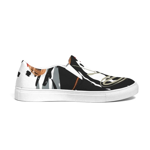 Womens Sneakers - Canvas Slip on Shoes - Multicolor Circular Print