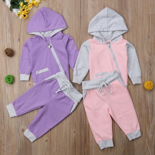 2Pcs Baby Cotton Hooded Clothes Sets  Kids Babies