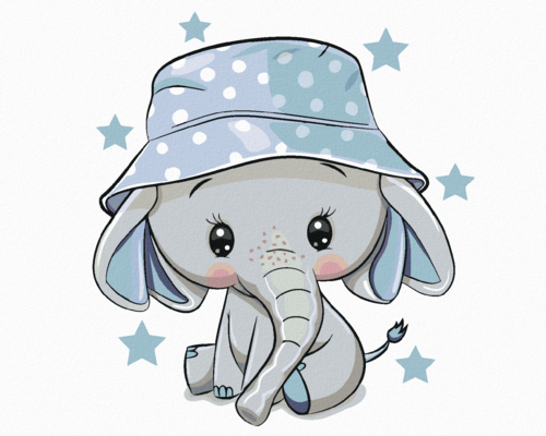 Paint by Numbers - LITTLE ELEPHANT WITH A HAT