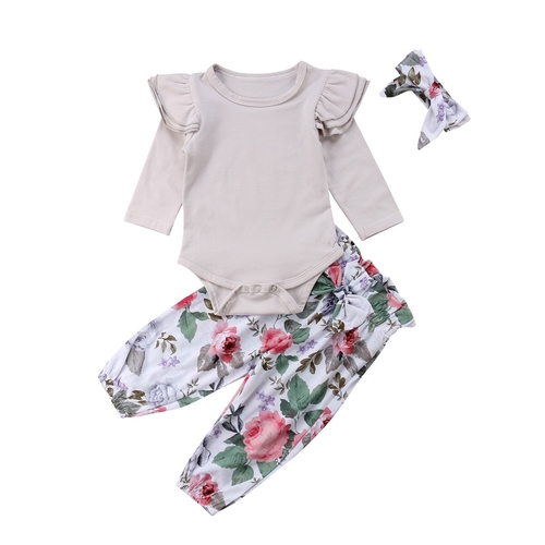 Newborn Infant Baby Girl Floral Clothes Jumpsuit