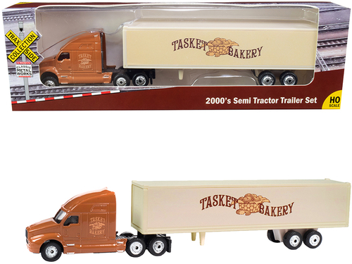 2000\'s Semi Tractor Trailer Truck Brown and Cream \Tasket Bakery\"