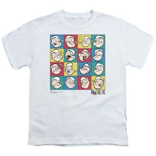 Trevco Popeye-Color Block Short Sleeve Youth 18-1 Tee, White - Med