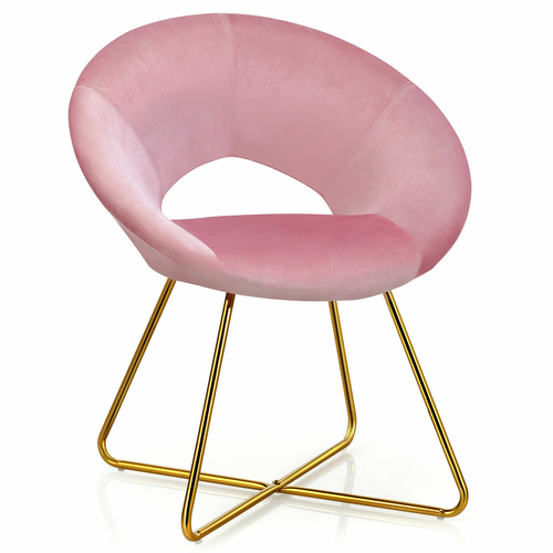 Velvet Leisure Vanity Chair with Metal Legs