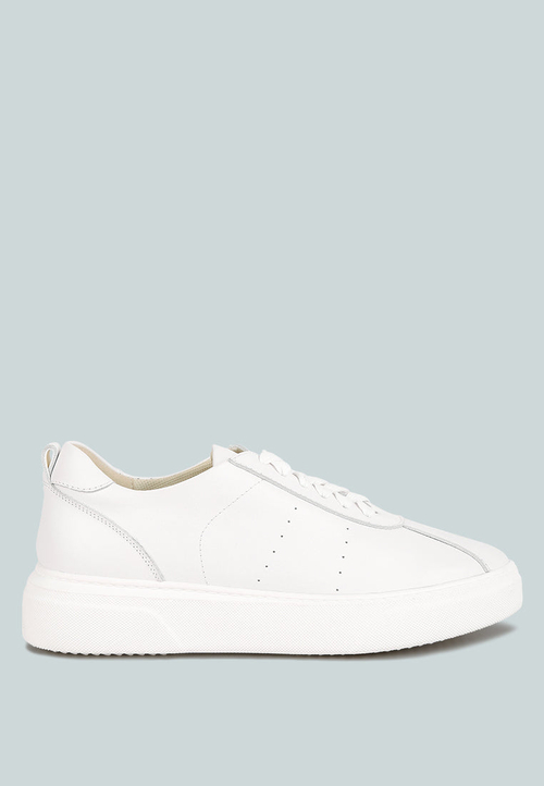 Magull Solid Lace Up Leather Sneakers