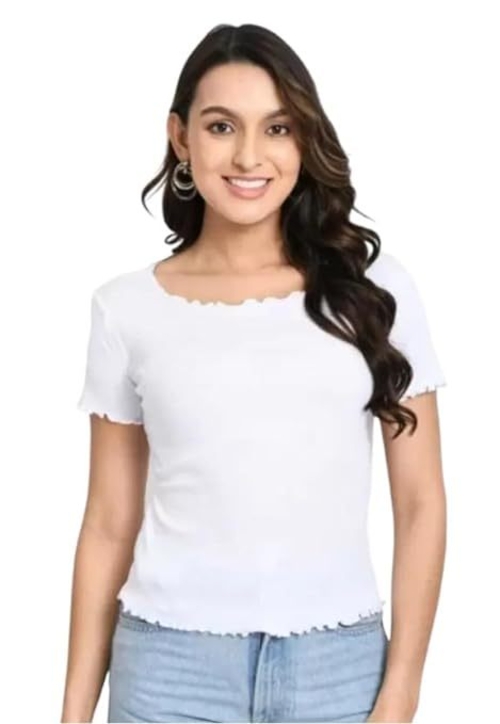 WHITE Stylish and Latest Women's Casual Short Sleeves Round Neck Foral