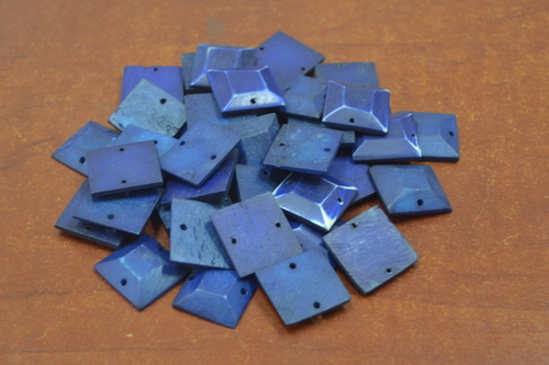 100 Pcs Square Blue Buffalo Bone Sewing Buttons 3/4"