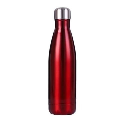 Bouteille isotherme en inox (500ml), couleur rouge brillant.