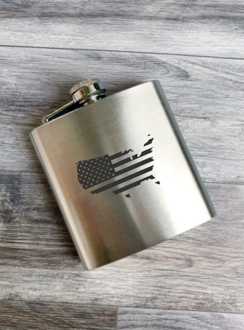 American Flag Bourbon Whiskey Flask, Whiskey Gift, Bourbon Lover
