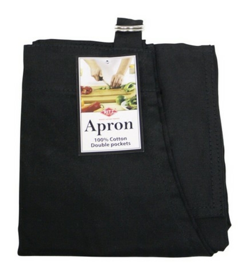 Kitchen Basics 70414 3 Black John Ritzenthaler Cooks Apron  14 in. x 1