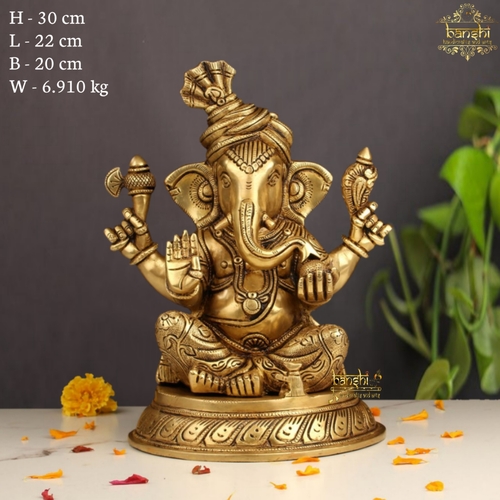 12"BRASS PAGDI GANESHA(BRT-526)