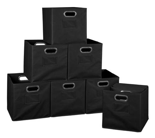 Niche HTOTE12PKBK Cubo Foldable Fabric Storage Bins, Black - Set o