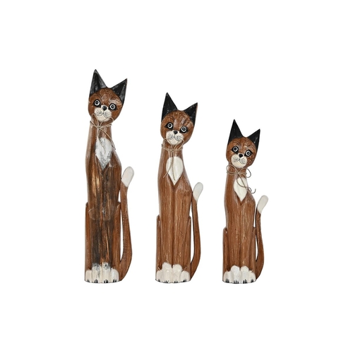 Decorative Figure DKD Home Decor White Brown Cats 21 x 7 x 80 cm 17 x