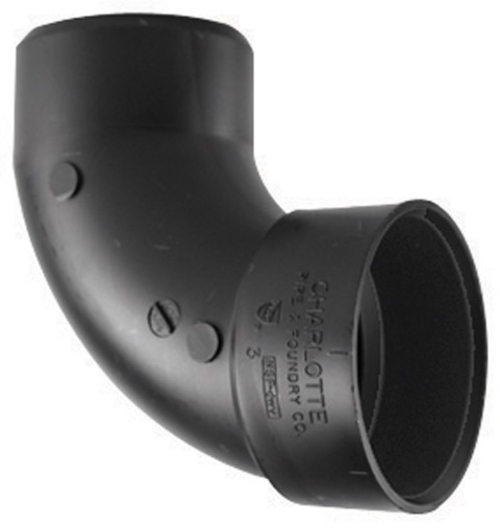 Charlotte Pipe & Foundry ABS003021200HA Elbow 90 4 in. H x Spig