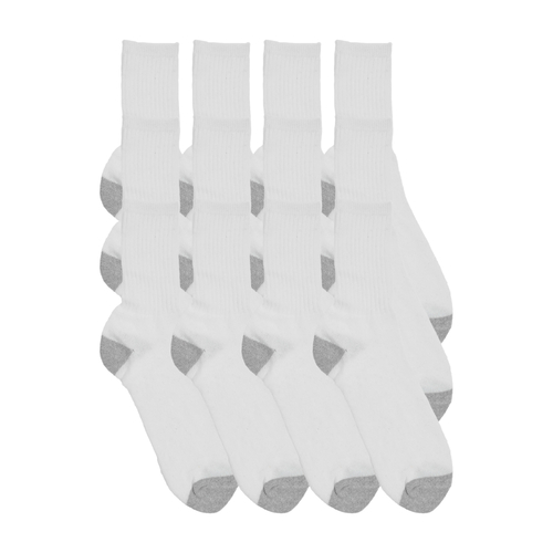 Adult Sport Socks - White w/Grey, 9-11 & 10-13