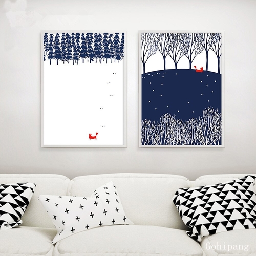 Red Fox Forest Abstract Posters and Prints