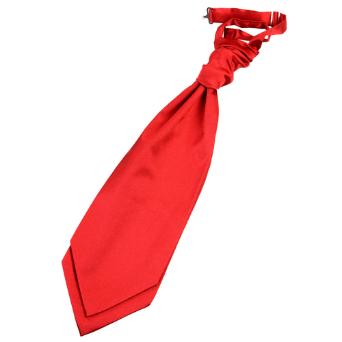 Plain Satin Pre-Tied Ruche Cravat - Red