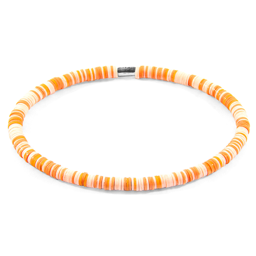 Orange - Peach Benjamin Silver and Vinyl Disc SKINNY Bracelet