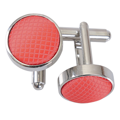 Solid Check Cufflinks - Coral