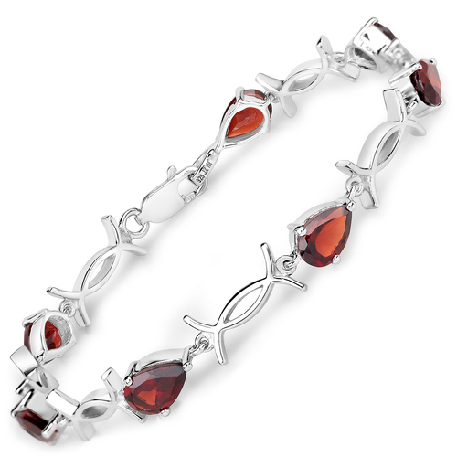 7.00 Carat Genuine Garnet .925 Sterling Silver Bracelet