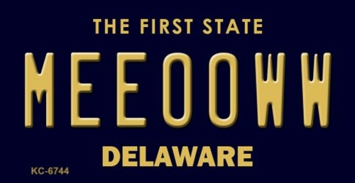Main Smart Blonde KC-6744 1.5 x 3 in. Meeooww Delaware State License Plate  image