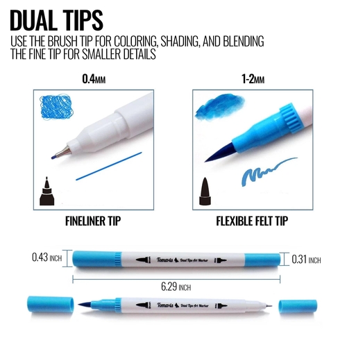 Dual Brush Pens Art Fine Tip Coloring Markers Bullet Journal Sketching