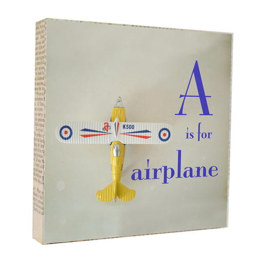 A is for Airplane 5x5 Art Block