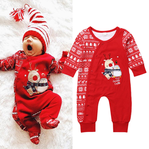 Christmas Toddler Baby Boy Girl Cosy Red One Piece