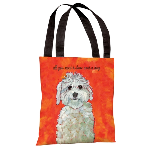 Main One Bella Casa 71022TT18P 18 in. Love & a Dog Polyester Tote Bag by Ur image