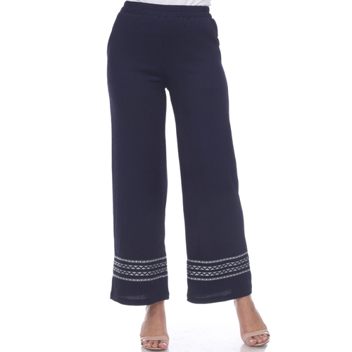 White Mark 565-02-S Wide-Leg Pants, Navy - Small