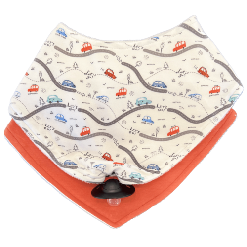 Fast and Furious Orange - Doodalou Bamboo Bandana Baby Bib Combo